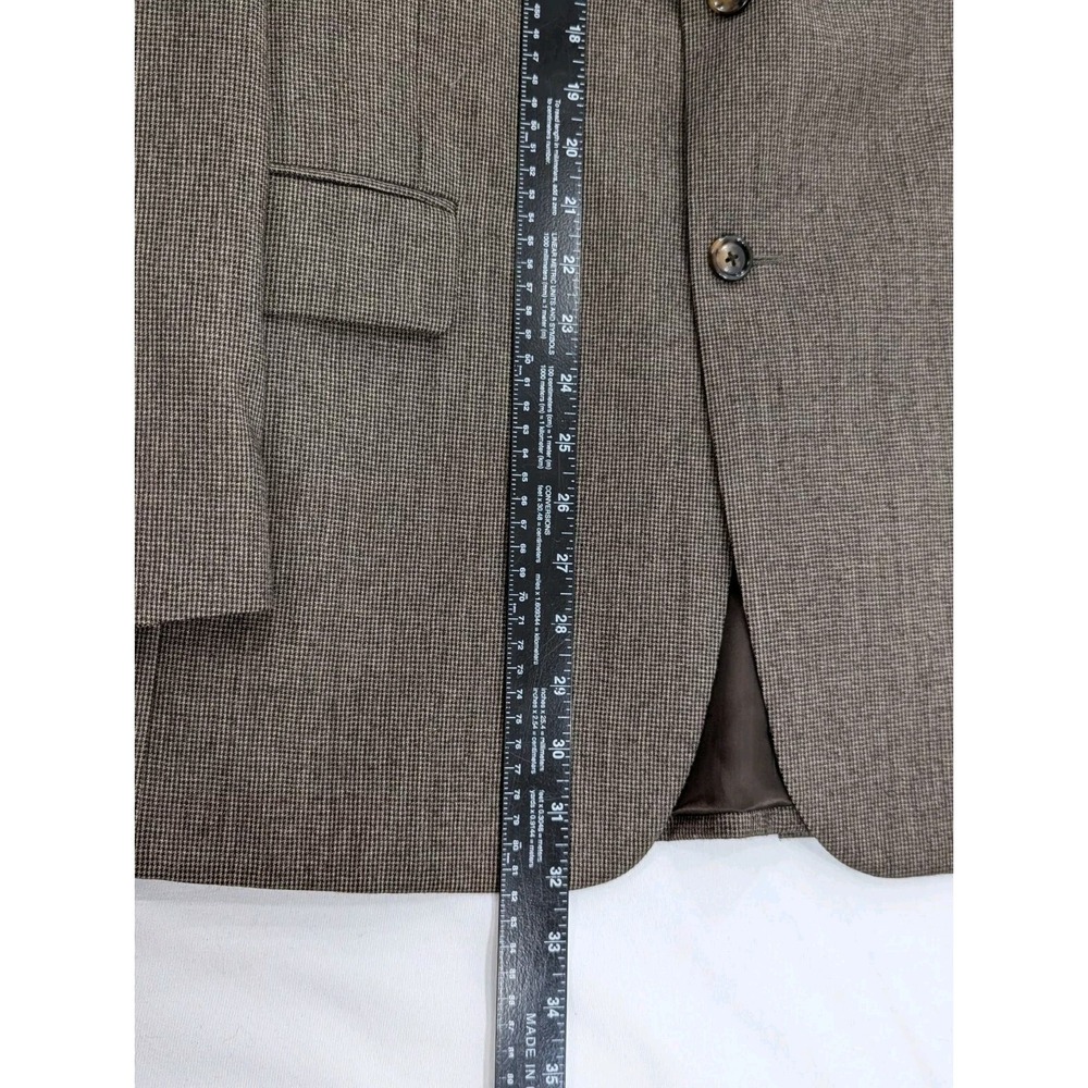 Jos. A Bank Blazer Coat Sport Jacket‎ Wool Cashmere Nailhead Brown 42R 46" Chest - Picture 10 of 14